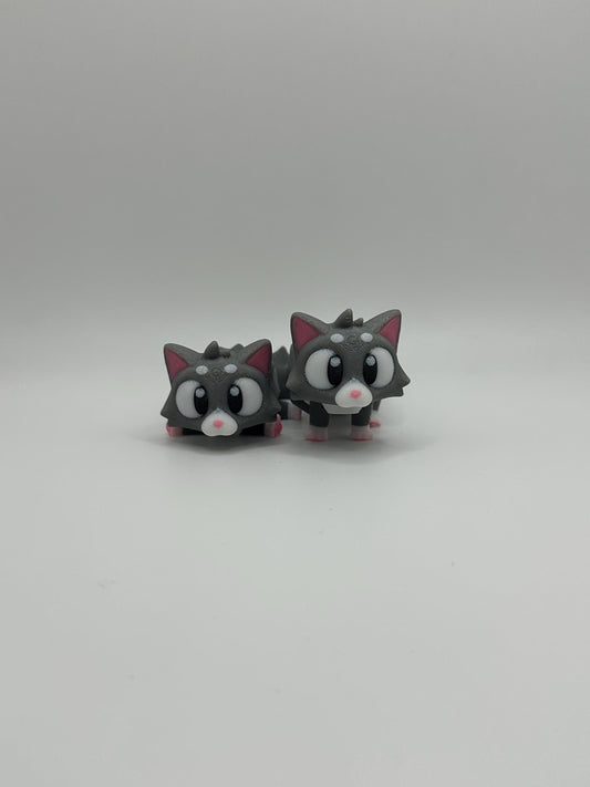 3D Printed Articulated Cat Toy: Gray Kitty Fidget Figure