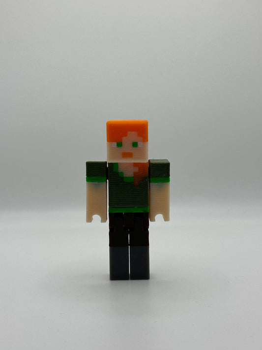 Articulated Female character Toy - 3D Printed Pixel Character, Poseable Action Figure, Perfect Gift for Gamers & Collectors