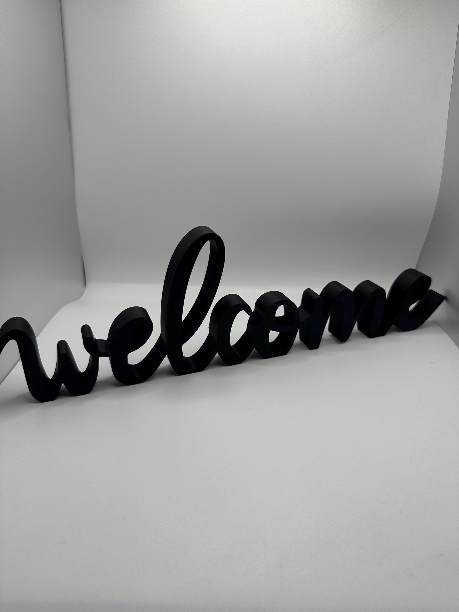 3D Printed “Welcome” Sign – Modern Desk or Shelf Decor, Entryway Accent, Freestanding Welcome Word Sign, Housewarming Gift