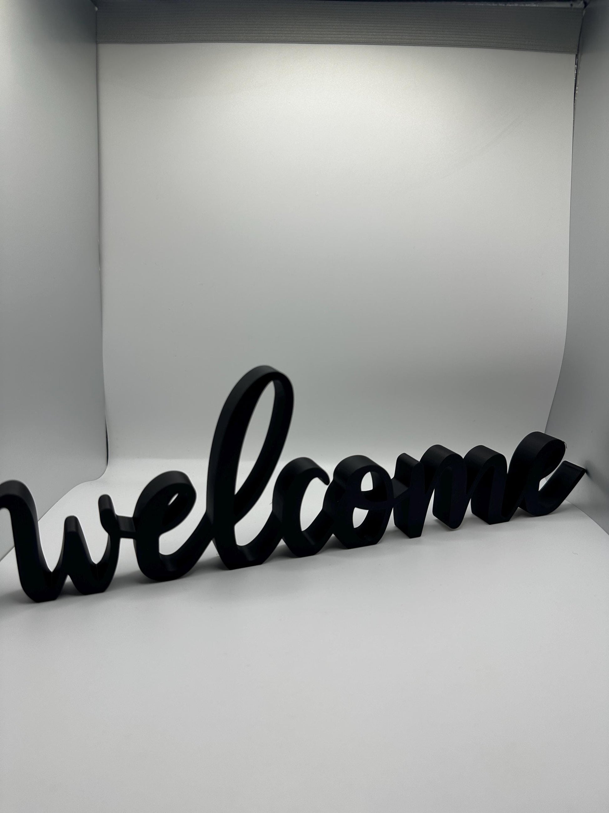 3D Printed “Welcome” Sign – Modern Desk or Shelf Decor, Entryway Accent, Freestanding Welcome Word Sign, Housewarming Gift