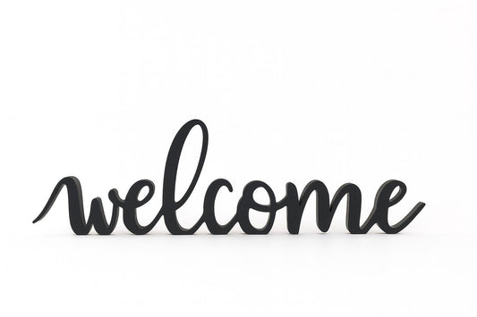 3D Printed “Welcome” Sign – Modern Desk or Shelf Decor, Entryway Accent, Freestanding Welcome Word Sign, Housewarming Gift