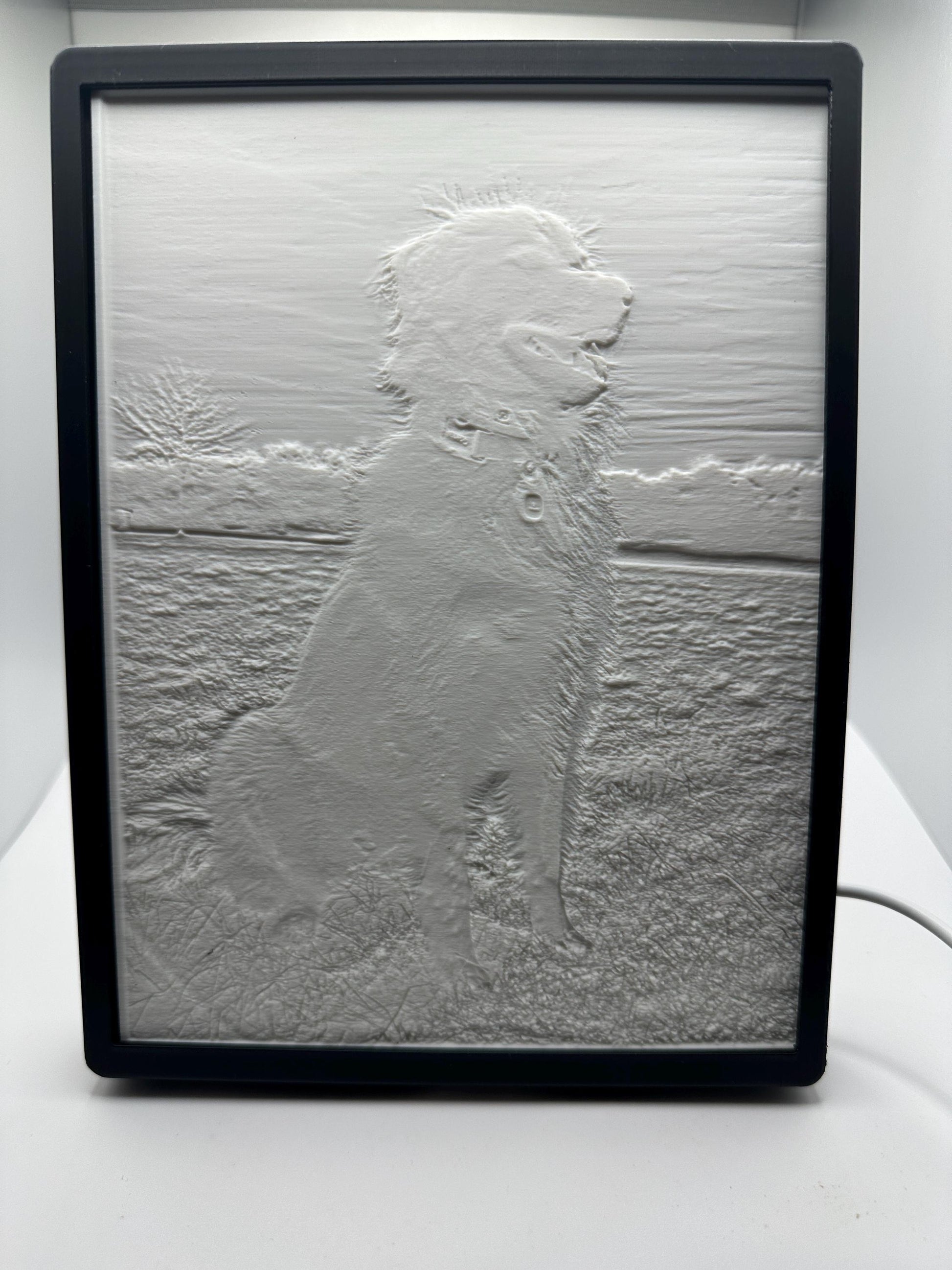 Custom 3D Photo Lithophane Lamp with Frame & Light – Personalized Lighted Picture, Pet Memorial Gift, Anniversary Gift, Photo Night light