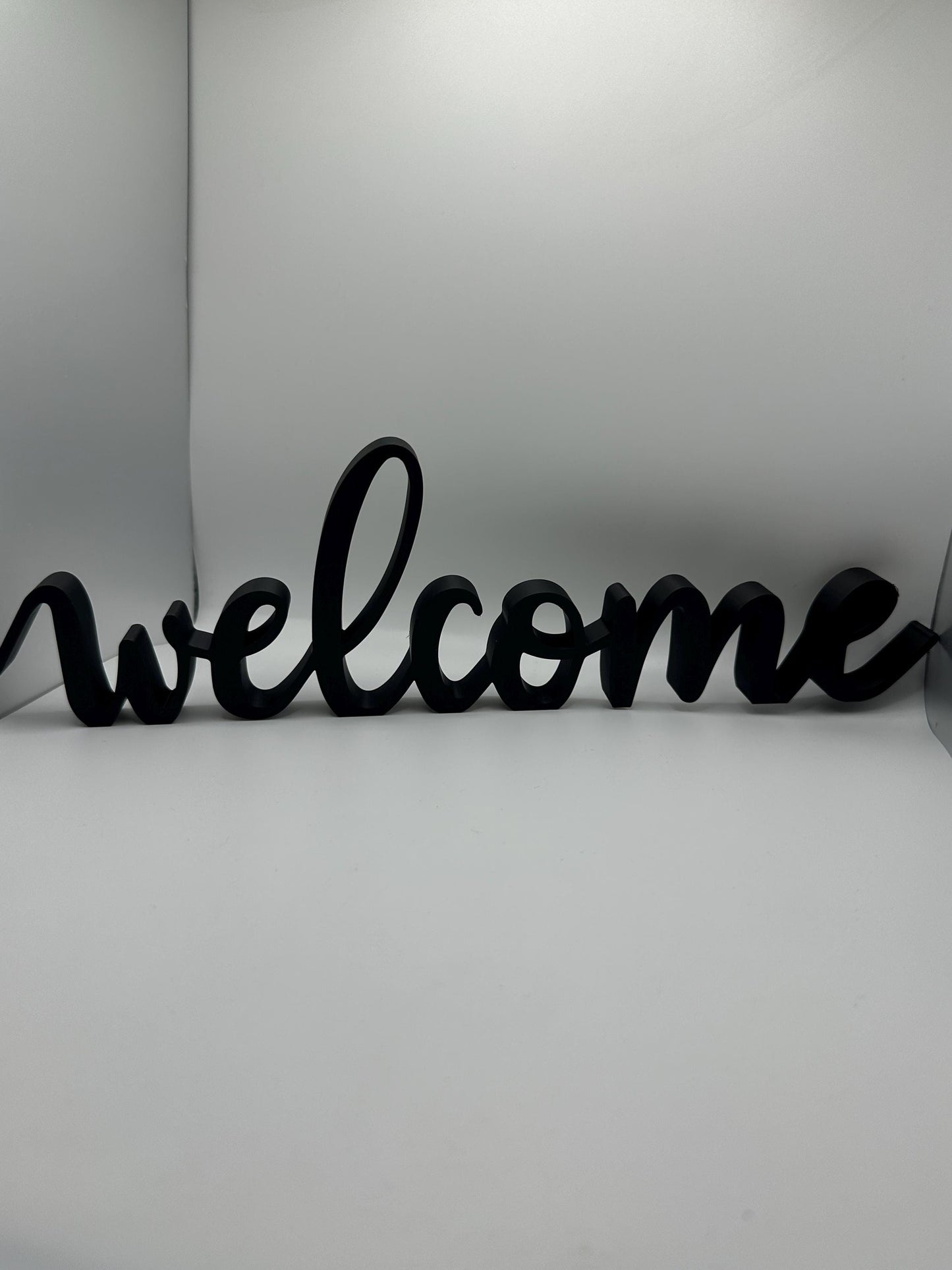 3D Printed “Welcome” Sign – Modern Desk or Shelf Decor, Entryway Accent, Freestanding Welcome Word Sign, Housewarming Gift