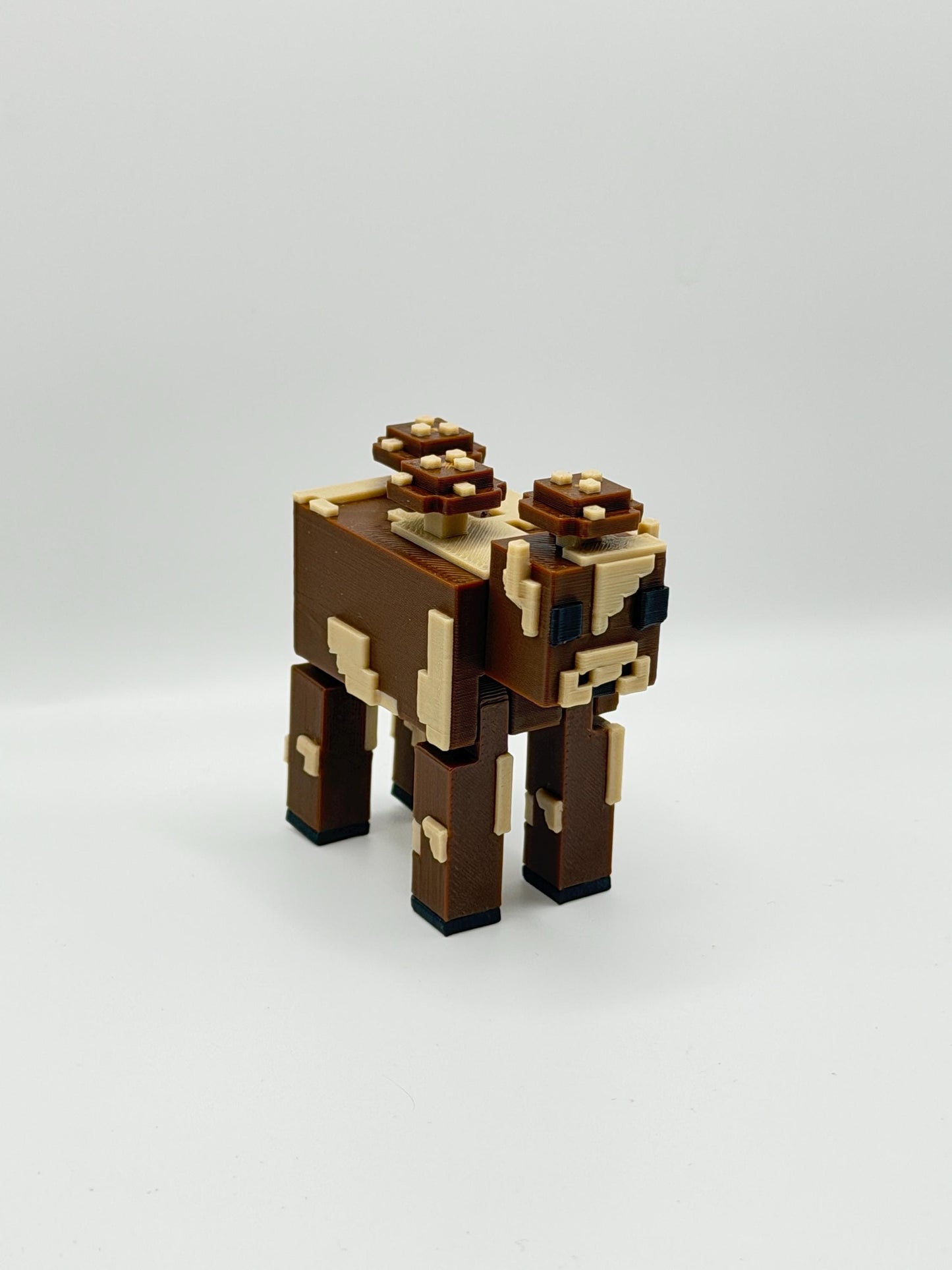 Minecraft-Inspired Brown Mushroom Cow | 3D Printed Mooshroom Style Figure | Articulated Pixelated Cow | Gamer Gift