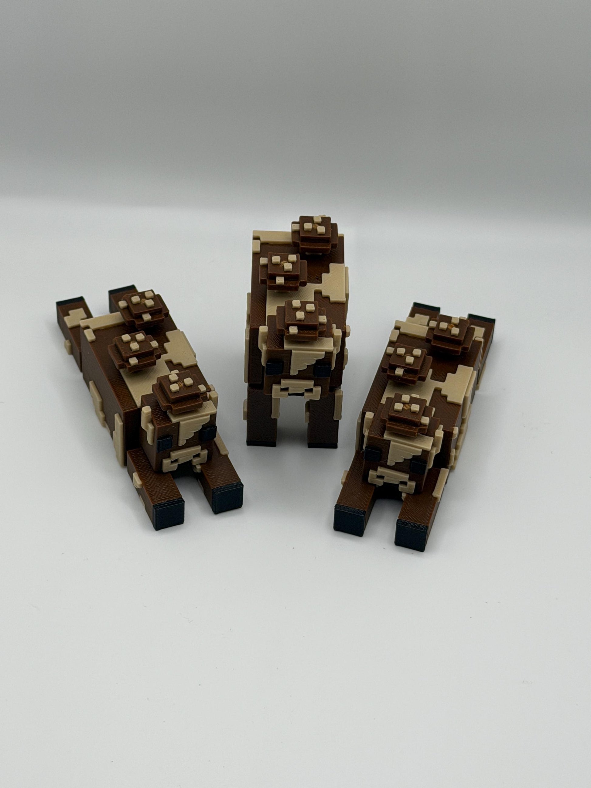 Minecraft-Inspired Brown Mushroom Cow | 3D Printed Mooshroom Style Figure | Articulated Pixelated Cow | Gamer Gift