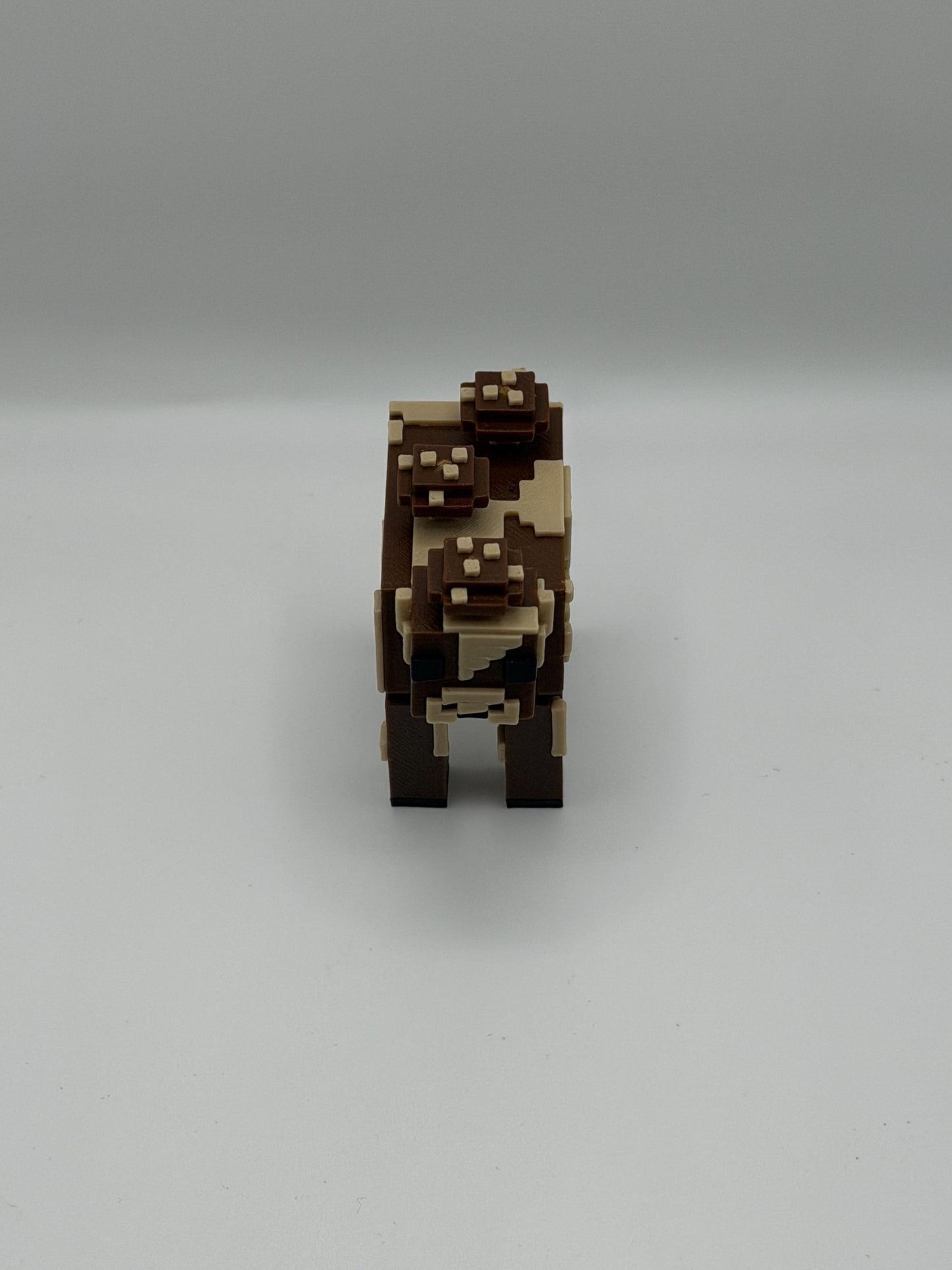 Minecraft-Inspired Brown Mushroom Cow | 3D Printed Mooshroom Style Figure | Articulated Pixelated Cow | Gamer Gift