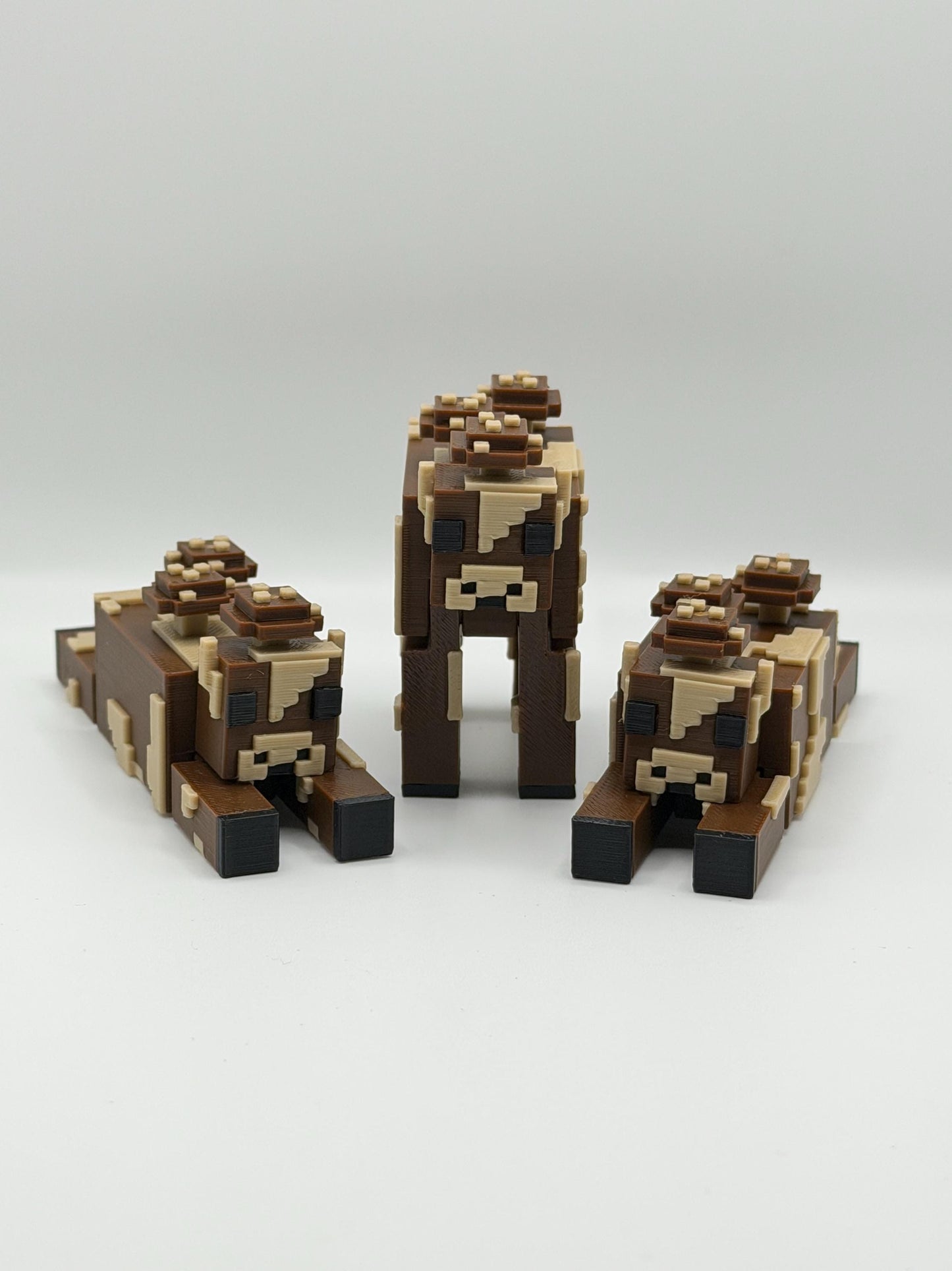 Minecraft-Inspired Brown Mushroom Cow | 3D Printed Mooshroom Style Figure | Articulated Pixelated Cow | Gamer Gift