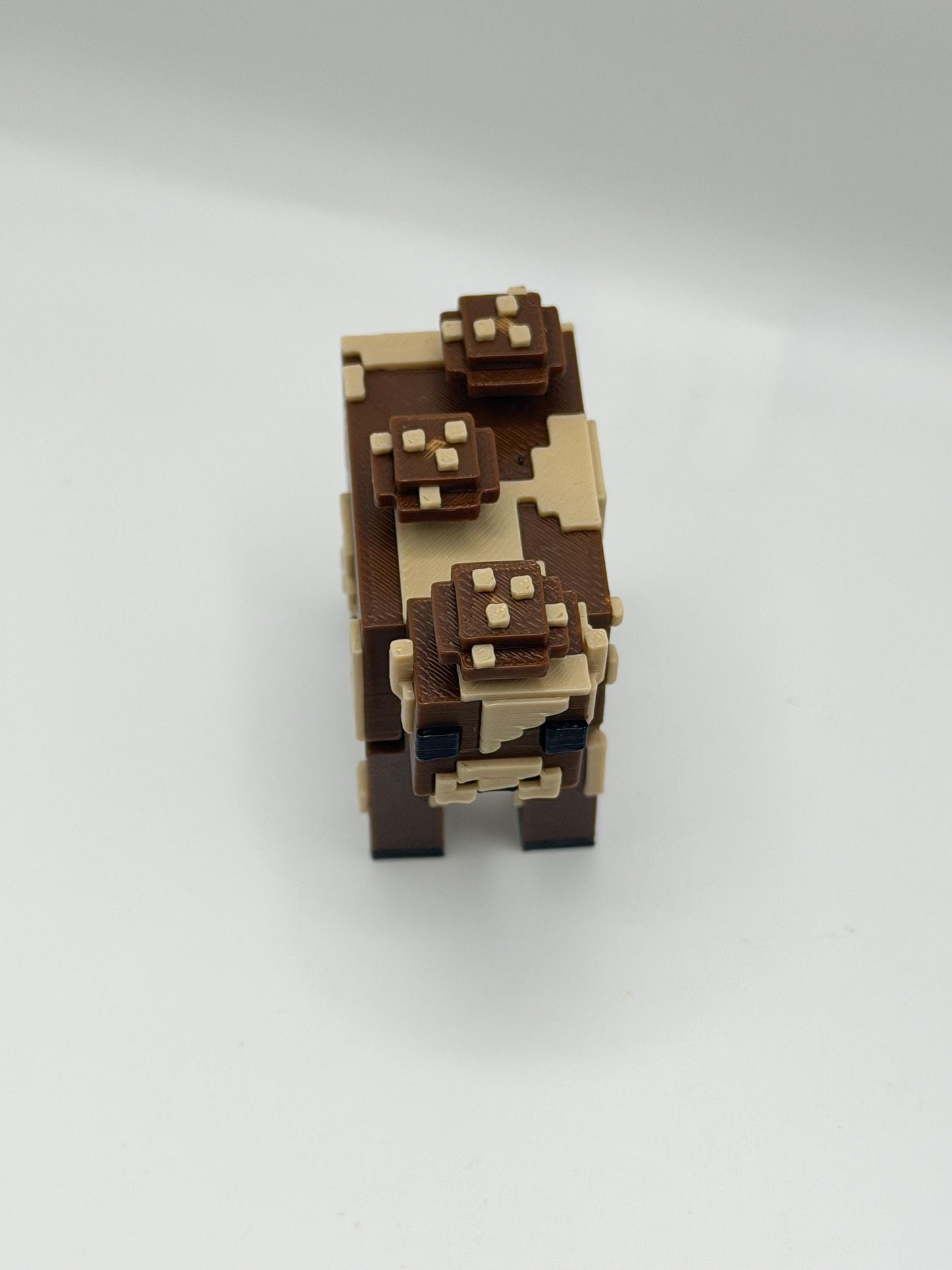 Minecraft-Inspired Brown Mushroom Cow | 3D Printed Mooshroom Style Figure | Articulated Pixelated Cow | Gamer Gift