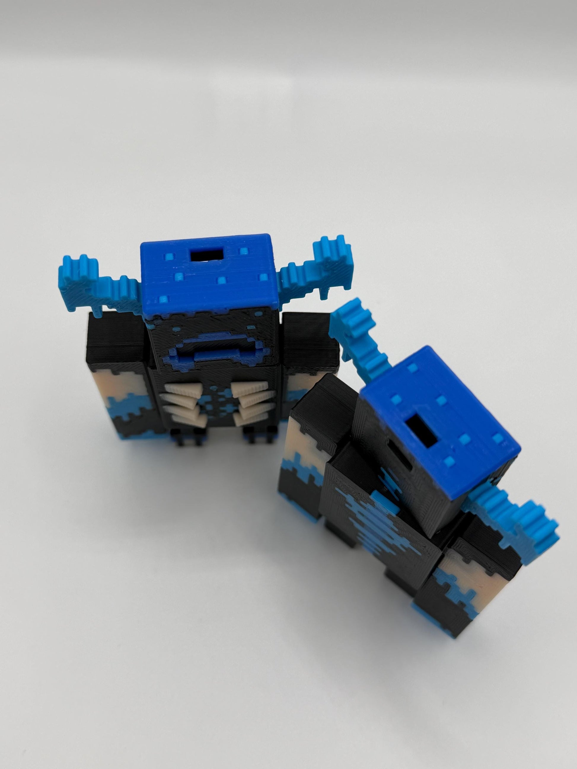Articulated Warden Figure | Block Style Cave Guardian | 3D Printed Desk Decor