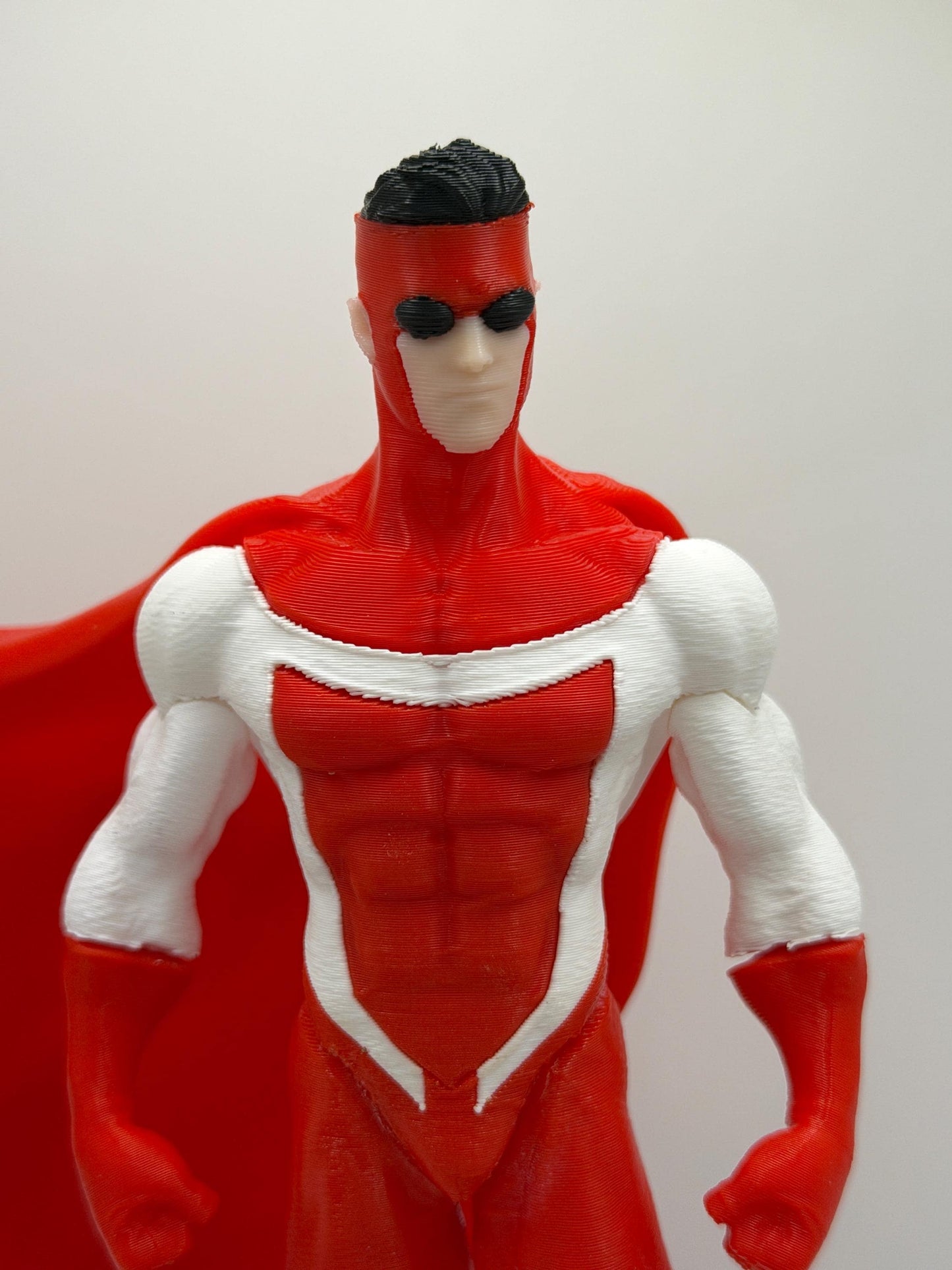 Omni Mark Figure | Comic Inspired Superhero Statue | Red & White Hero Display | 3D Printed Collectible