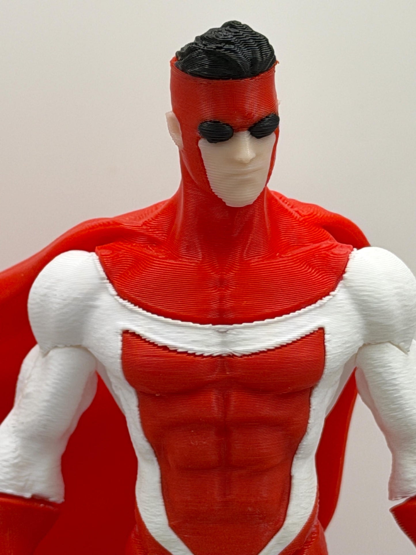 Omni Mark Figure | Comic Inspired Superhero Statue | Red & White Hero Display | 3D Printed Collectible