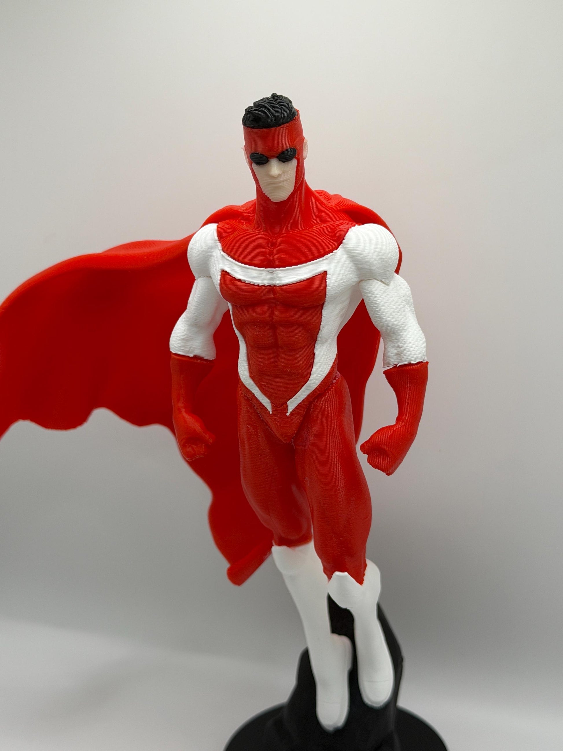 Omni Mark Figure | Comic Inspired Superhero Statue | Red & White Hero Display | 3D Printed Collectible
