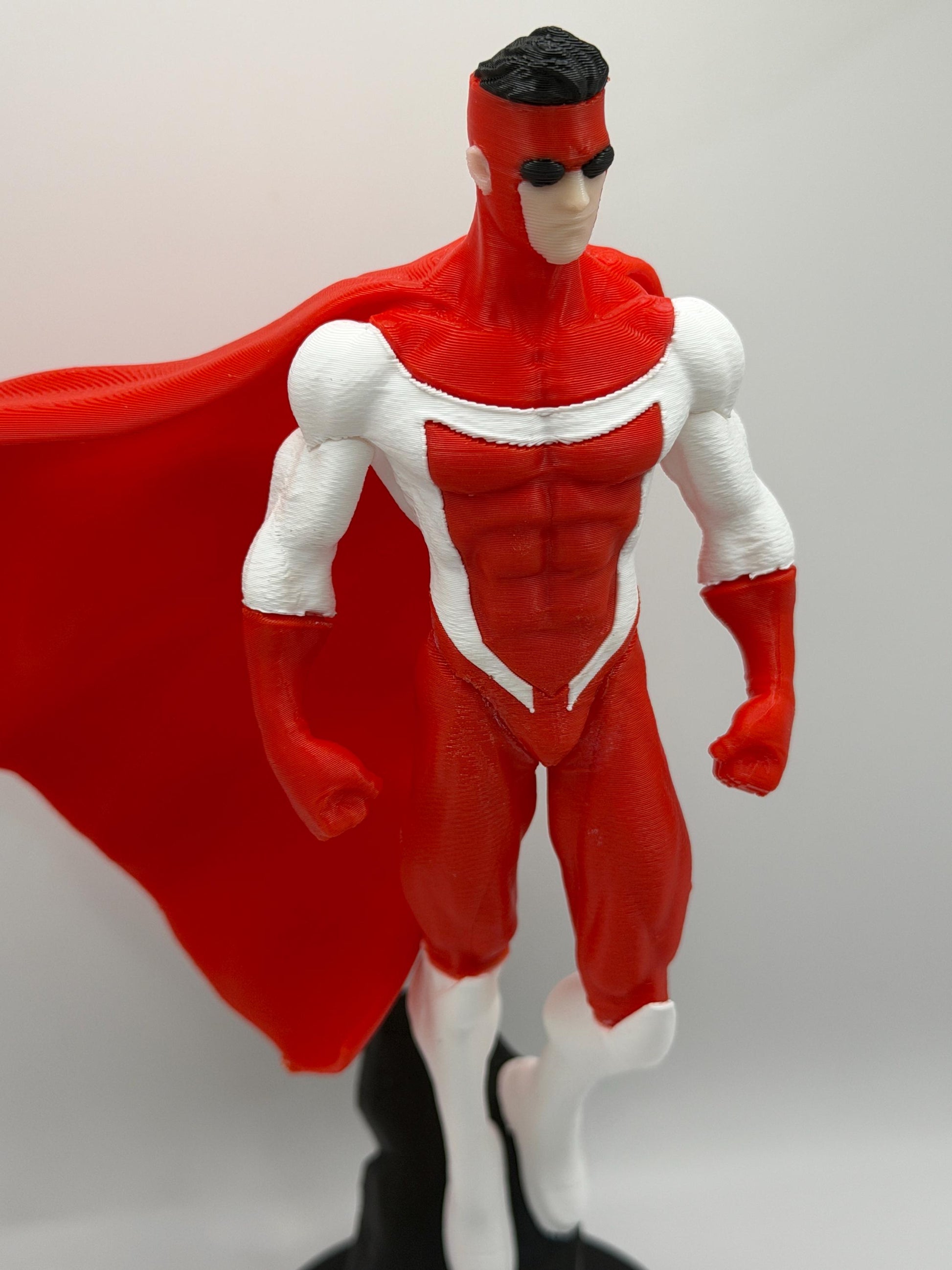 Omni Mark Figure | Comic Inspired Superhero Statue | Red & White Hero Display | 3D Printed Collectible