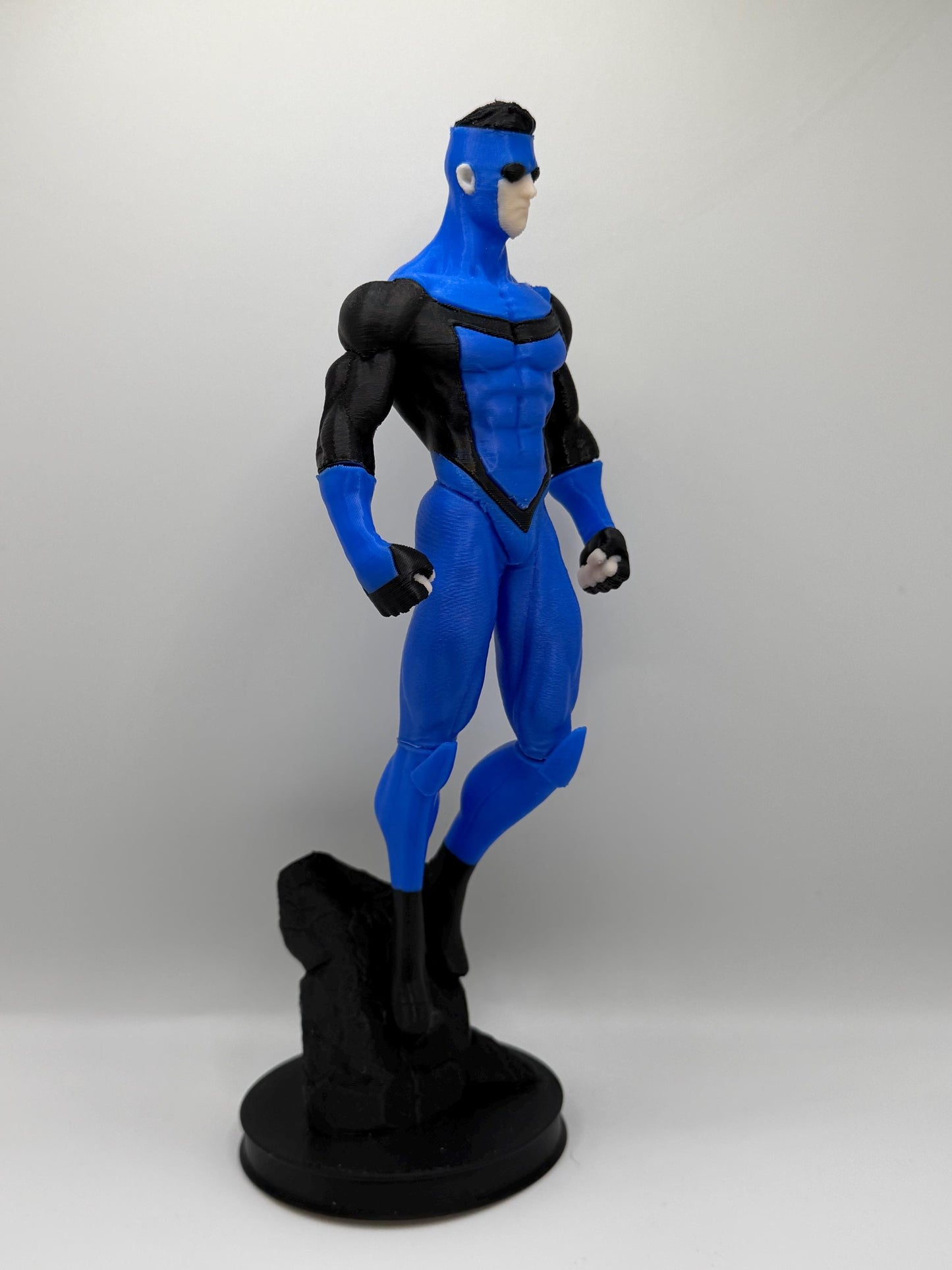 New Suit Mark Figure | Blue & Black Superhero Statue | Comic Inspired Hero Display | 3D Printed Collectible