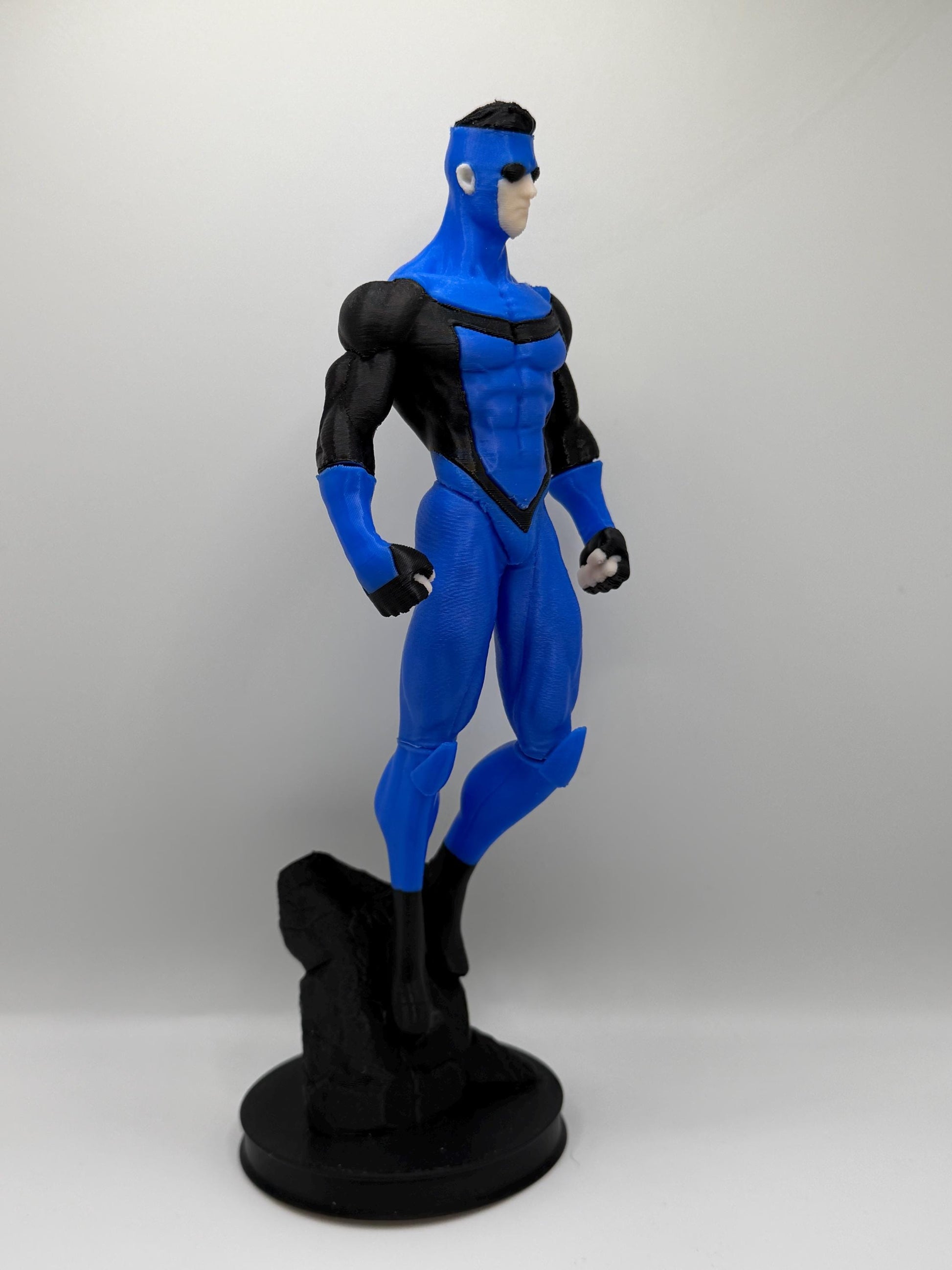 New Suit Mark Figure | Blue & Black Superhero Statue | Comic Inspired Hero Display | 3D Printed Collectible