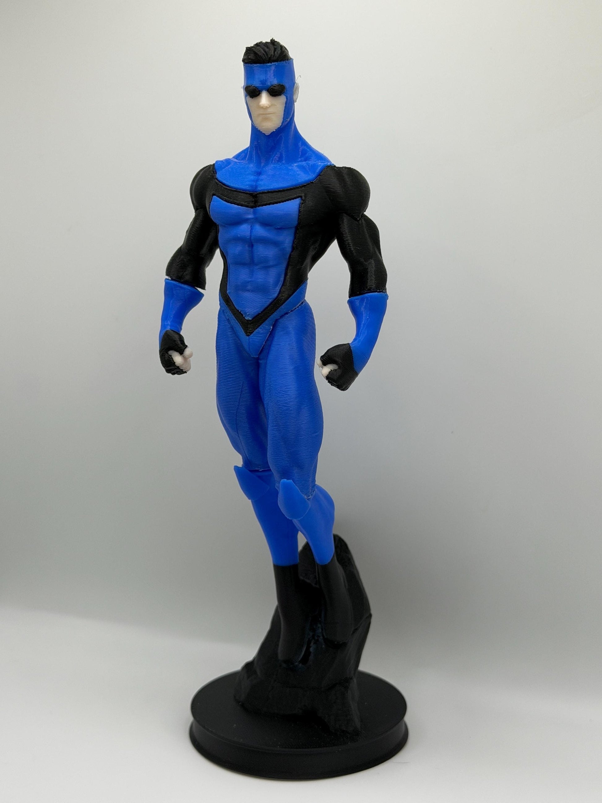 New Suit Mark Figure | Blue & Black Superhero Statue | Comic Inspired Hero Display | 3D Printed Collectible