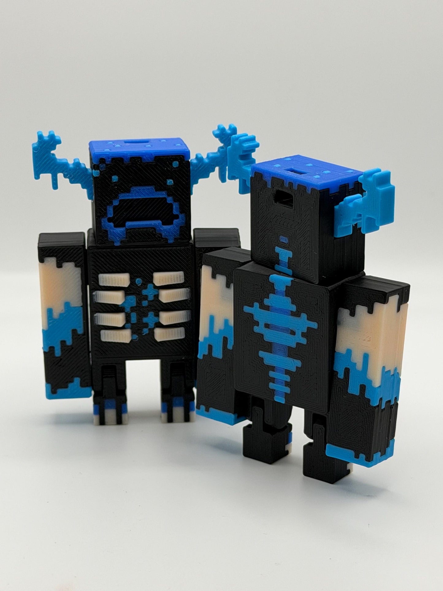 Articulated Warden Figure | Block Style Cave Guardian | 3D Printed Desk Decor