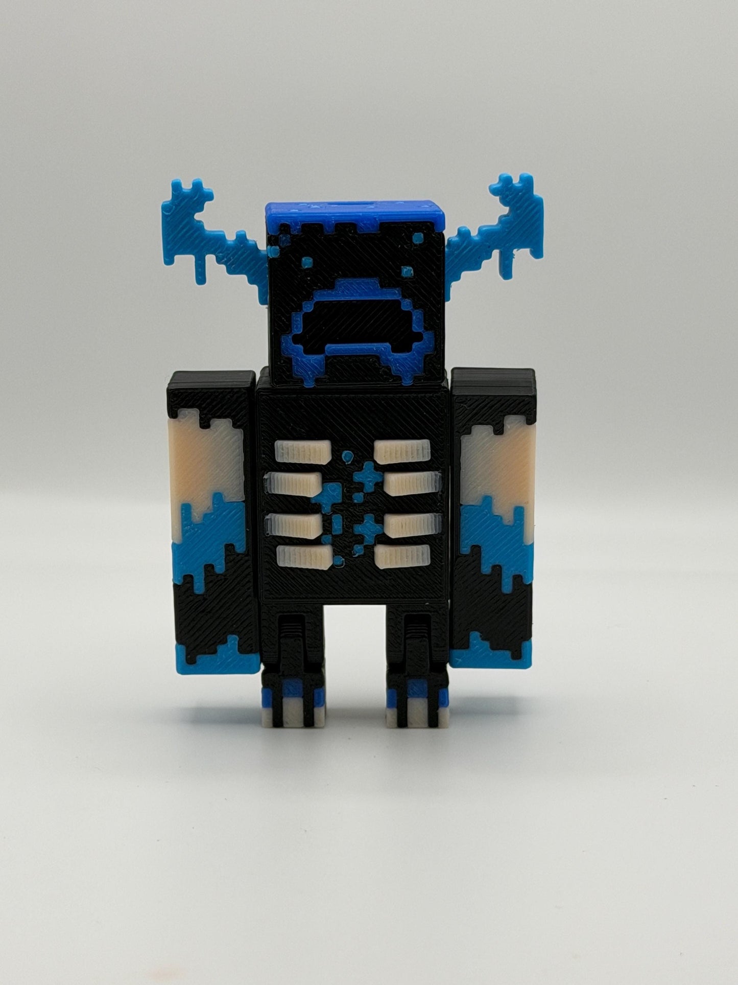 Articulated Warden Figure | Block Style Cave Guardian | 3D Printed Desk Decor