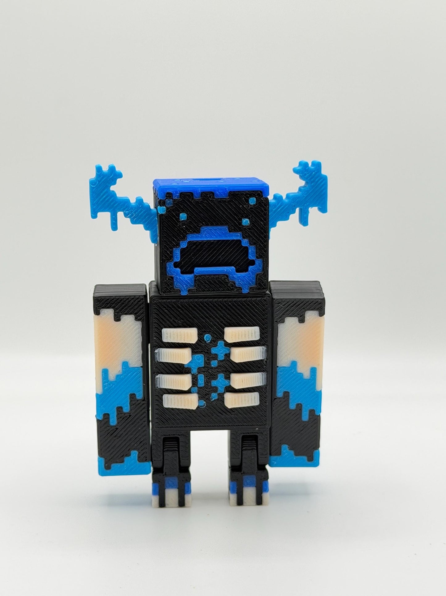Articulated Warden Figure | Block Style Cave Guardian | 3D Printed Desk Decor