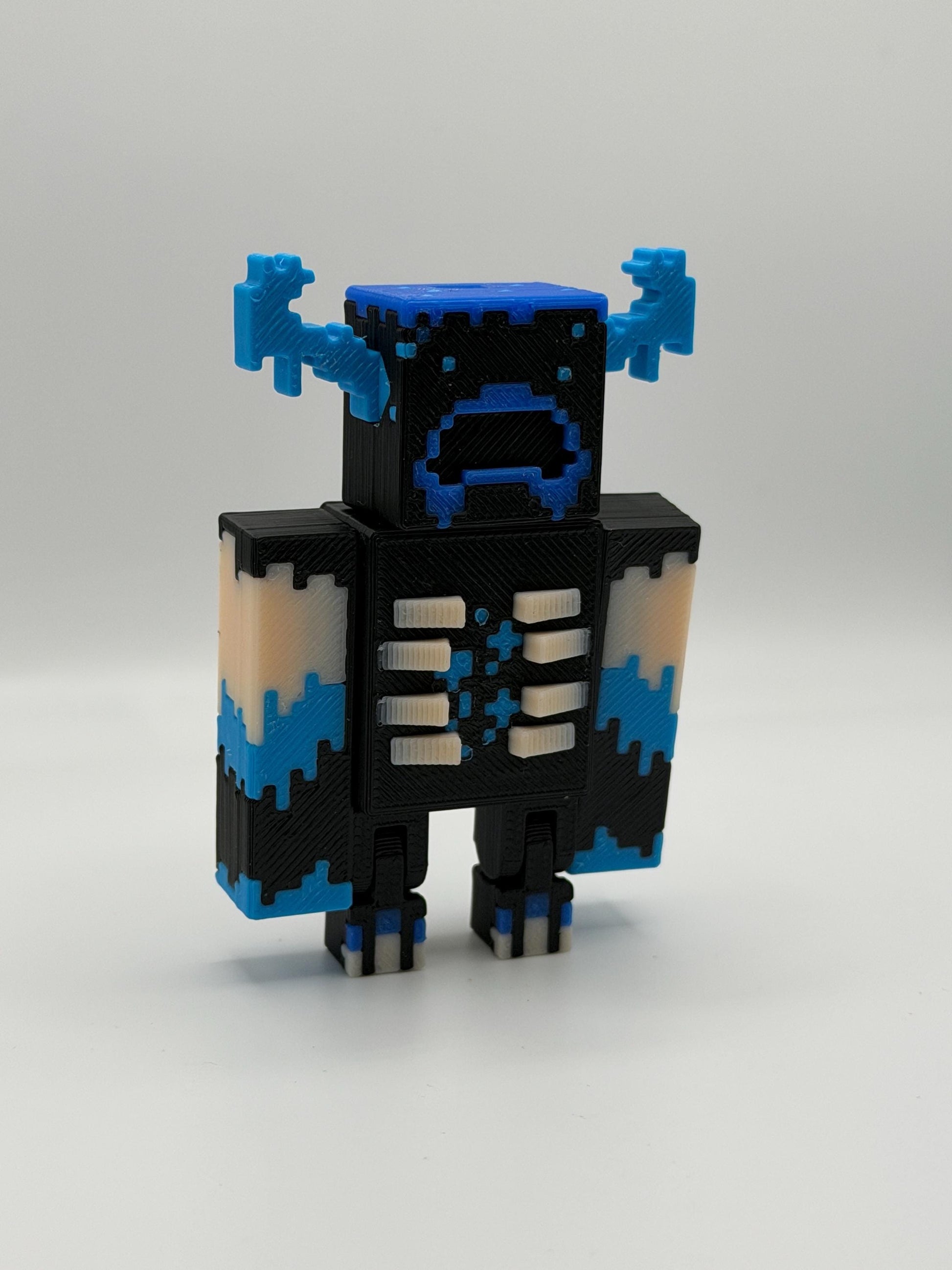 Articulated Warden Figure | Block Style Cave Guardian | 3D Printed Desk Decor