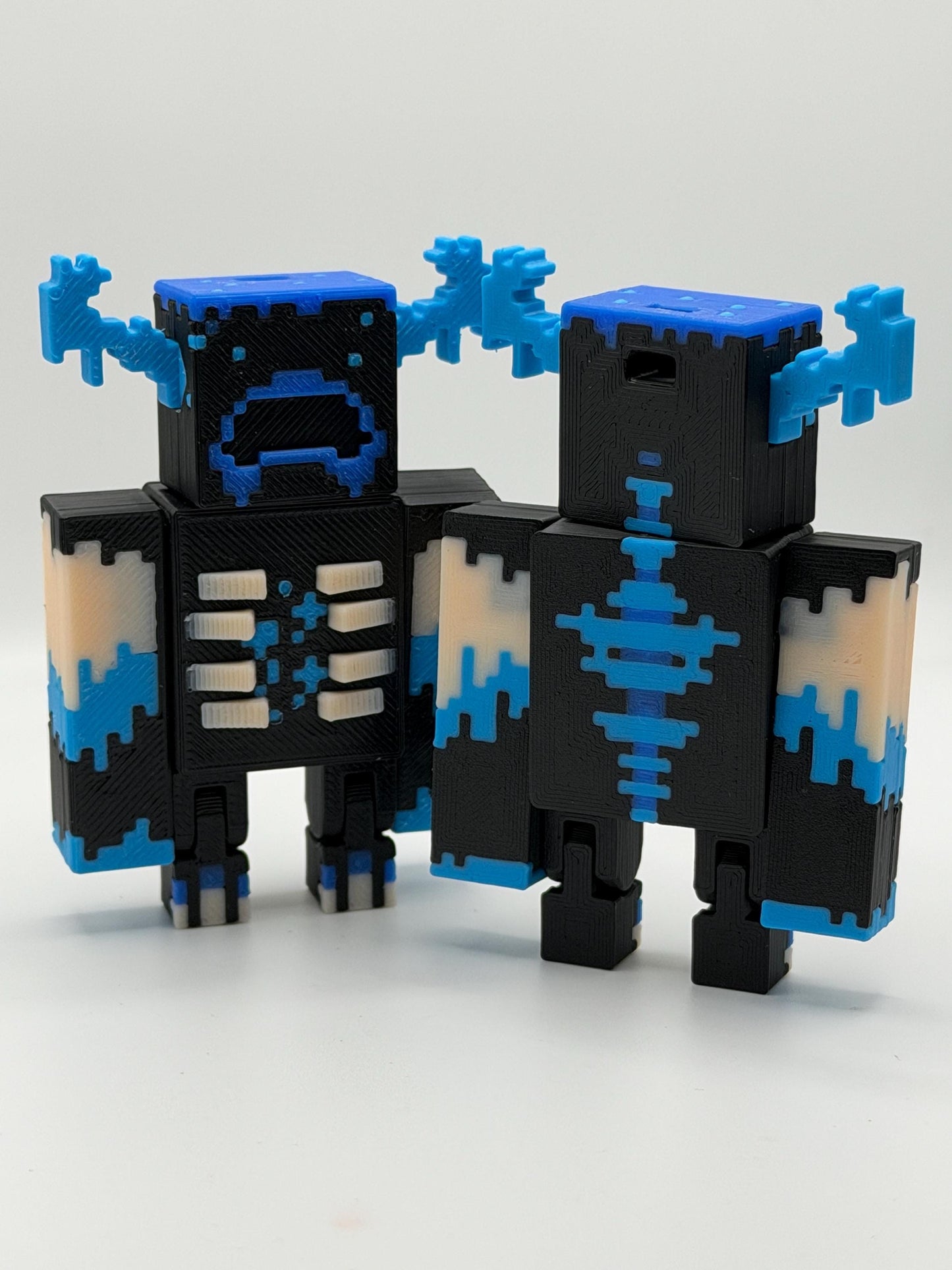 Articulated Warden Figure | Block Style Cave Guardian | 3D Printed Desk Decor