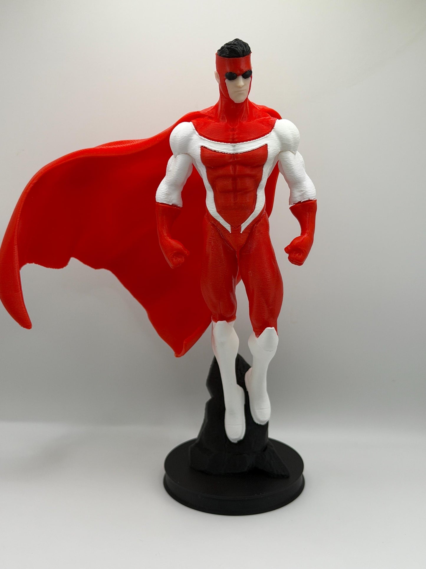 Omni Mark Figure | Comic Inspired Superhero Statue | Red & White Hero Display | 3D Printed Collectible