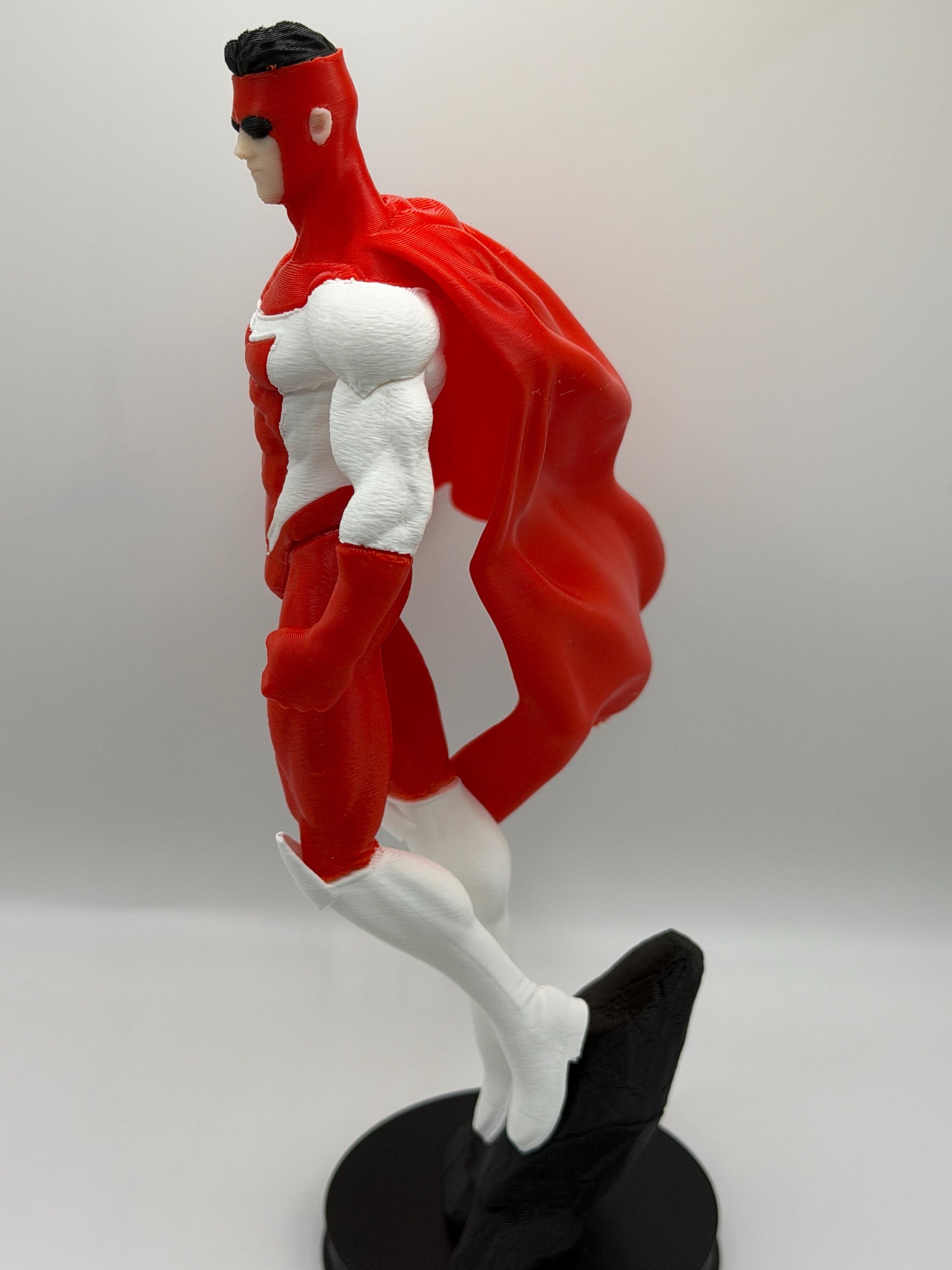 Omni Mark Figure | Comic Inspired Superhero Statue | Red & White Hero Display | 3D Printed Collectible