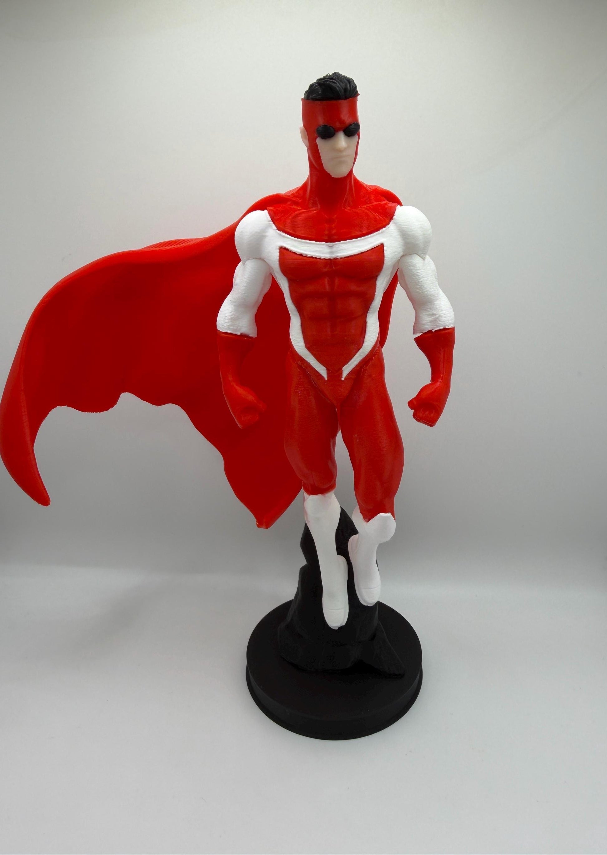 Omni Mark Figure | Comic Inspired Superhero Statue | Red & White Hero Display | 3D Printed Collectible