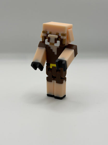 Articulated Pigman Figure – Fully Posable Block-Style Fantasy Character – 3D Printed Collectible Toy