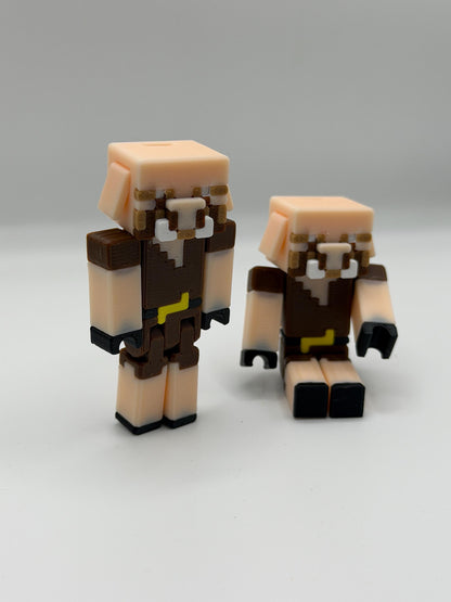 Articulated Pigman Figure – Fully Posable Block-Style Fantasy Character – 3D Printed Collectible Toy