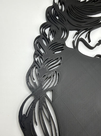 Girl & Cat Wall Art | Minimalist Woman and Cat Silhouette | Cat Lover Decor | 3D Printed Wall Hanging | Modern Line Art | Gift for Cat Mom