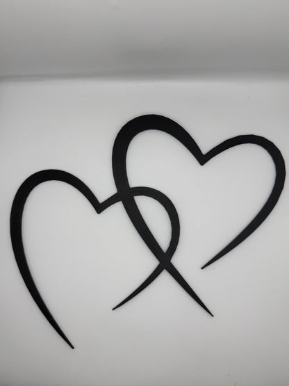 Two Hearts Wall Art, Minimalist Heart Wall Decor, Love Wall Art, Couple Gift, Romantic Home Decor, Anniversary Gift, Black Heart Decor