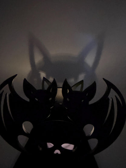 Halloween Shadow Light | Skull & Bat Shadow Projector | Spooky LED Tea Light Holder | Halloween Decor | 3D Printed Shadow Lamp