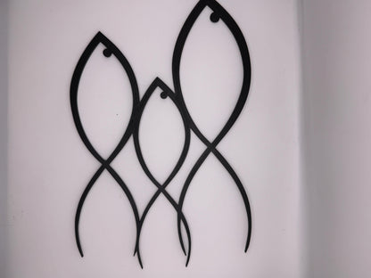 Minimalist Fish Wall Art, Set of 3 Fish, Modern Ocean Decor, Coastal Wall Decor, Black Fish Sculpture, Beach House Decor