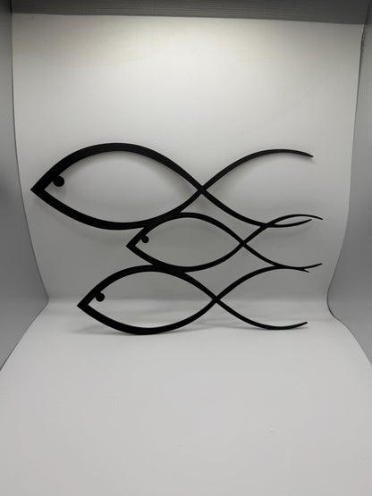 Minimalist Fish Wall Art, Set of 3 Fish, Modern Ocean Decor, Coastal Wall Decor, Black Fish Sculpture, Beach House Decor