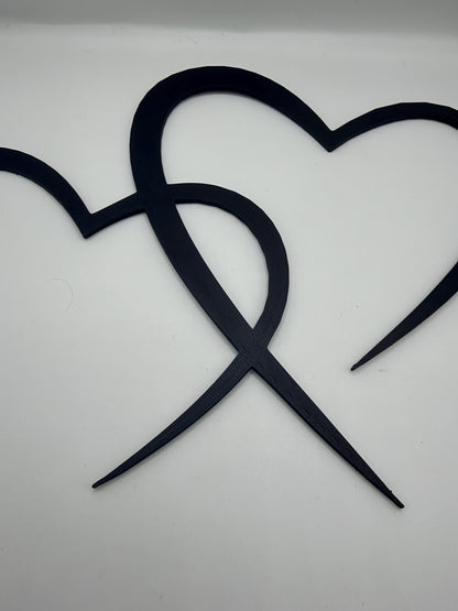 Two Hearts Wall Art, Minimalist Heart Wall Decor, Love Wall Art, Couple Gift, Romantic Home Decor, Anniversary Gift, Black Heart Decor
