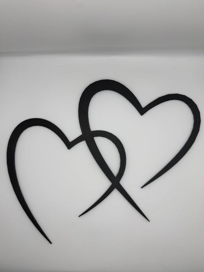 Two Hearts Wall Art, Minimalist Heart Wall Decor, Love Wall Art, Couple Gift, Romantic Home Decor, Anniversary Gift, Black Heart Decor
