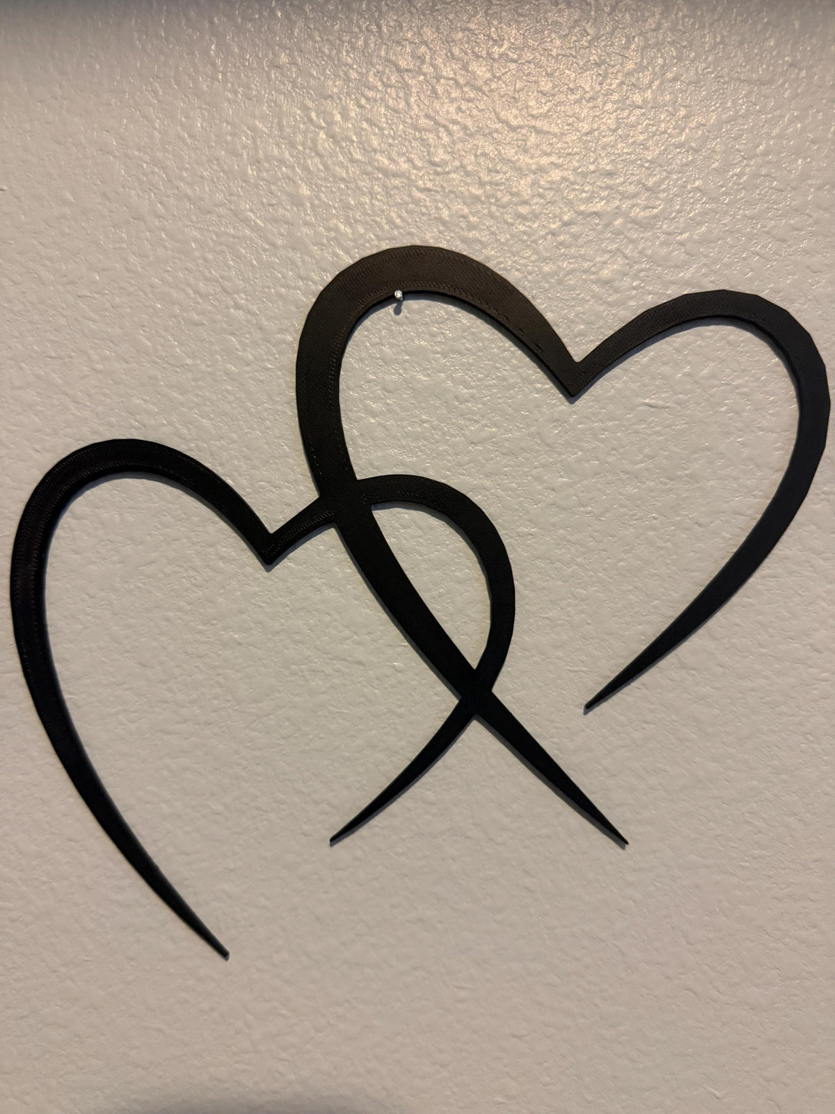 Two Hearts Wall Art, Minimalist Heart Wall Decor, Love Wall Art, Couple Gift, Romantic Home Decor, Anniversary Gift, Black Heart Decor