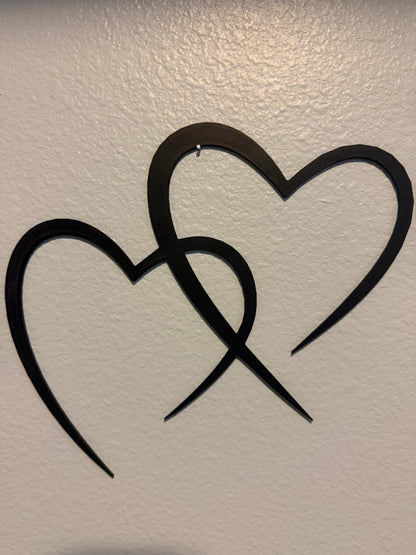 Two Hearts Wall Art, Minimalist Heart Wall Decor, Love Wall Art, Couple Gift, Romantic Home Decor, Anniversary Gift, Black Heart Decor