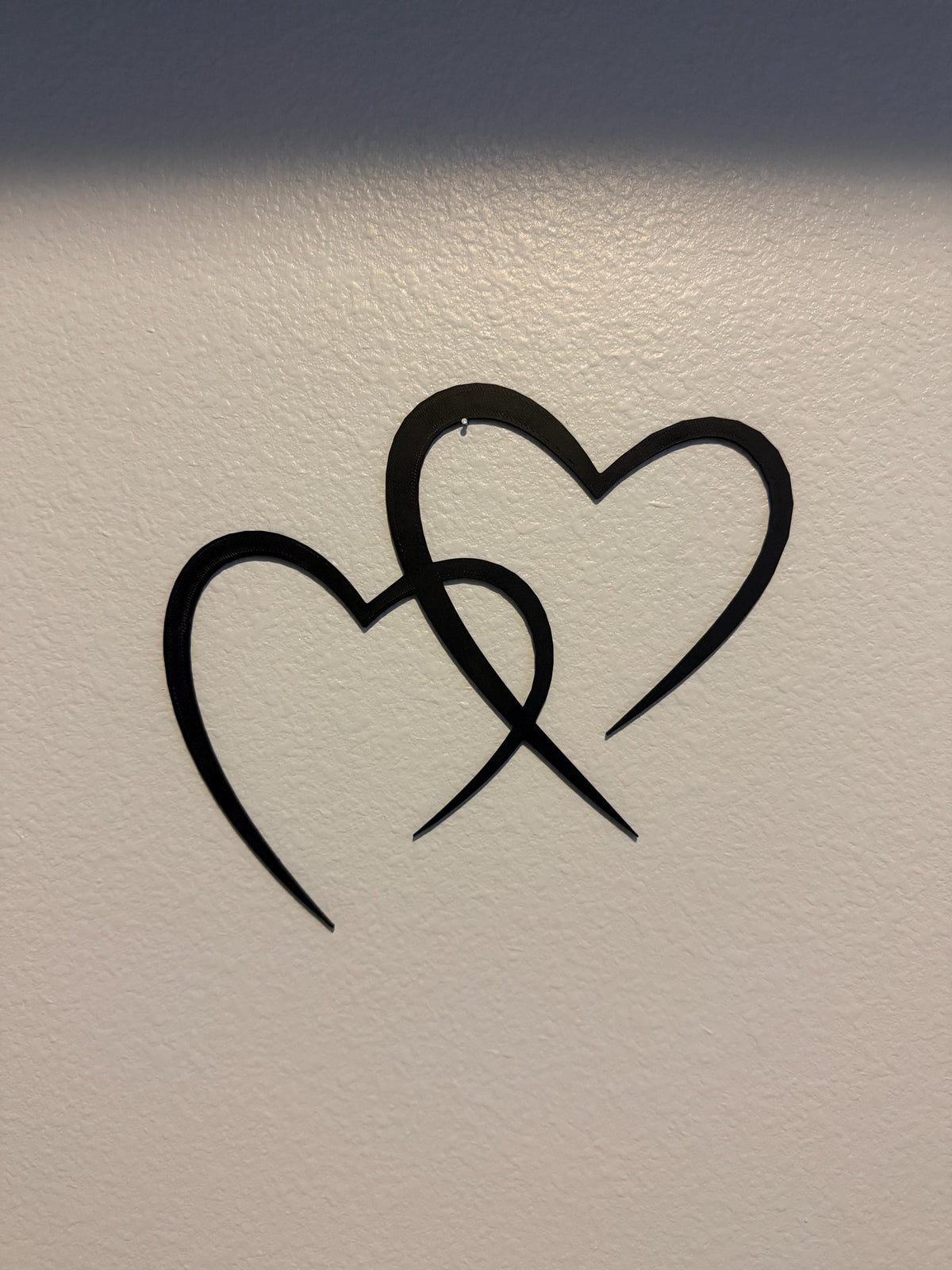 Two Hearts Wall Art, Minimalist Heart Wall Decor, Love Wall Art, Couple Gift, Romantic Home Decor, Anniversary Gift, Black Heart Decor