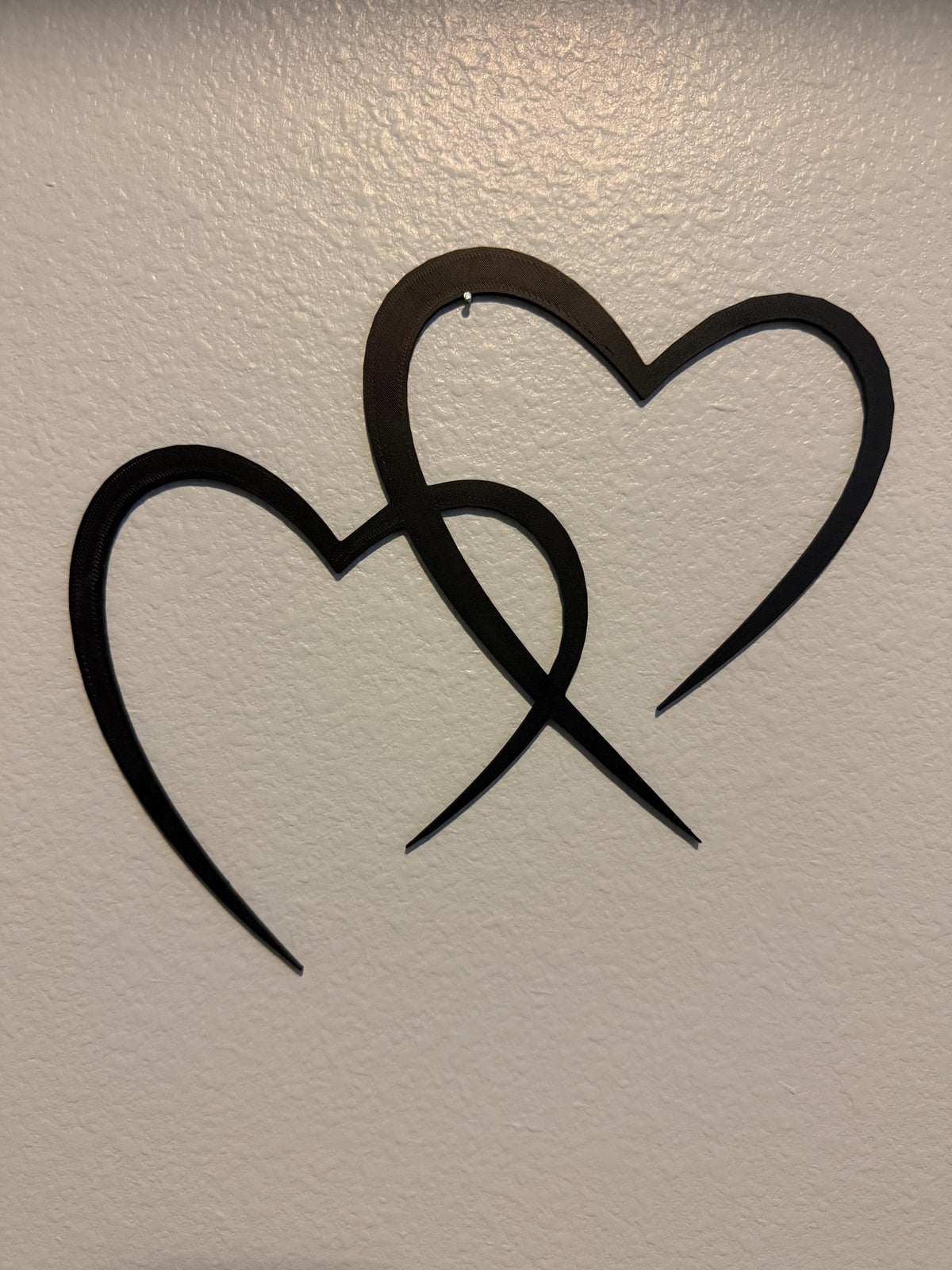 Two Hearts Wall Art, Minimalist Heart Wall Decor, Love Wall Art, Couple Gift, Romantic Home Decor, Anniversary Gift, Black Heart Decor