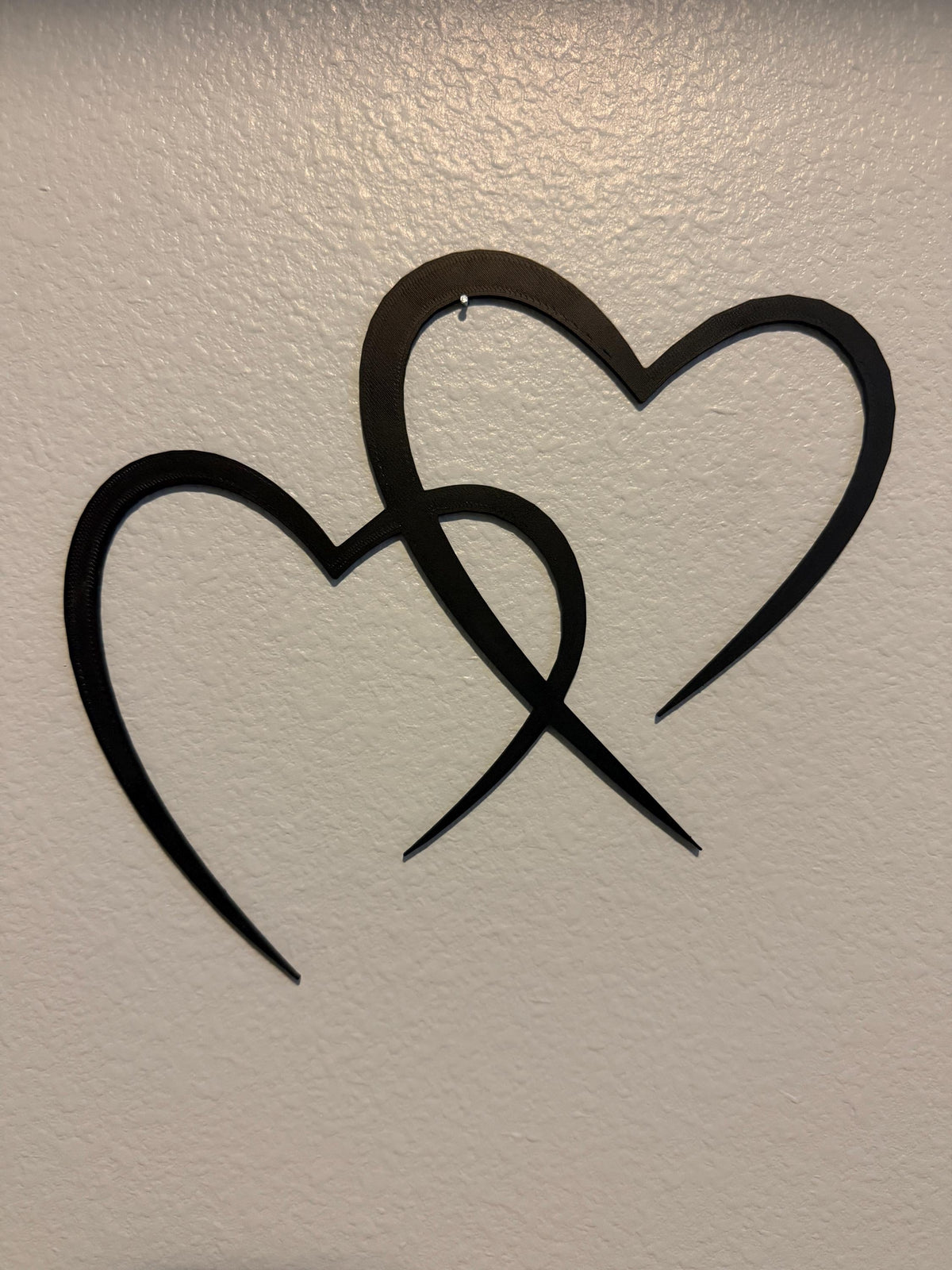 Two Hearts Wall Art, Minimalist Heart Wall Decor, Love Wall Art, Couple Gift, Romantic Home Decor, Anniversary Gift, Black Heart Decor
