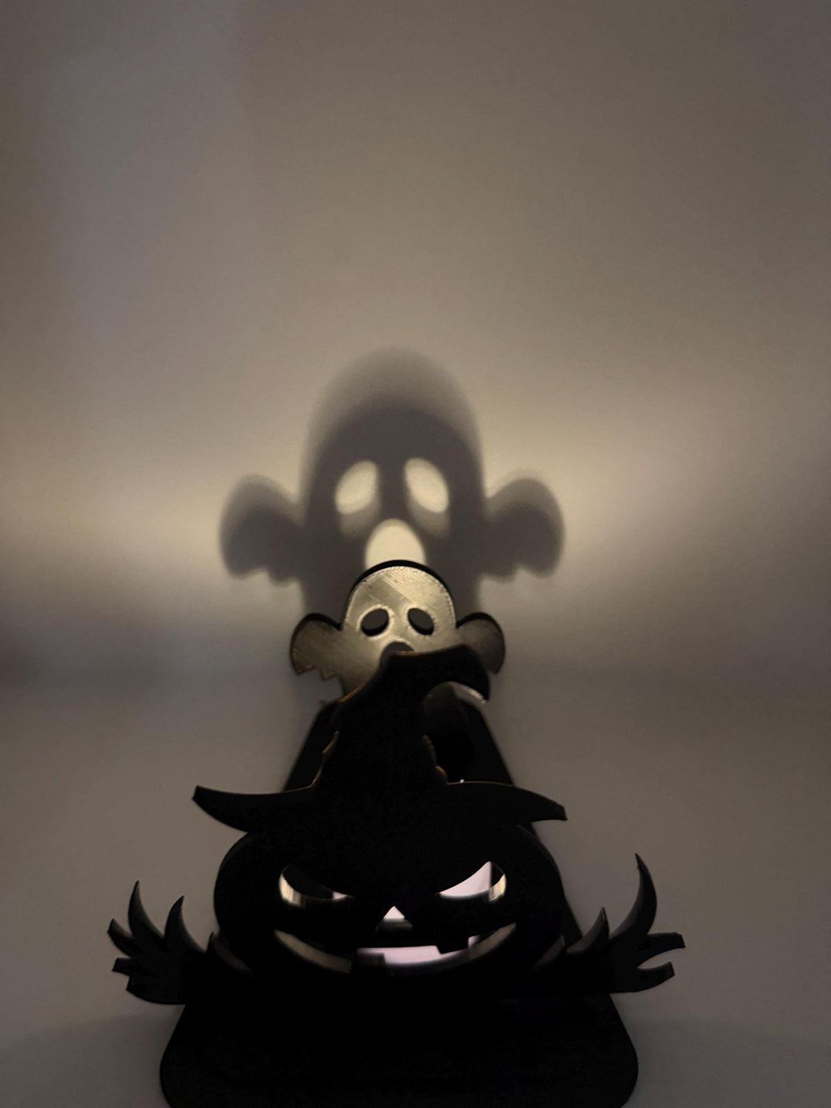 Halloween Shadow Light | Spooky Shadow Projector | Ghost & Pumpkin LED Tea Light Holder | Halloween Decor | 3D Printed Shadow Lamp