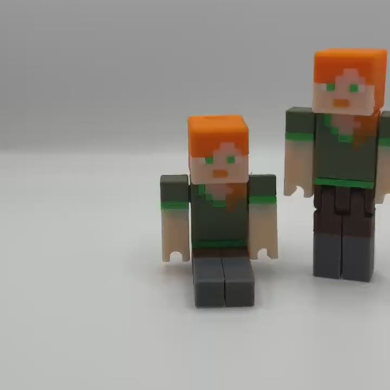 Articulated Female character Toy - 3D Printed Pixel Character, Poseable Action Figure, Perfect Gift for Gamers & Collectors