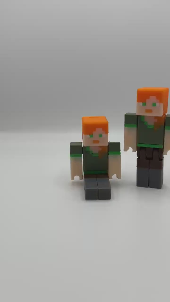 Articulated Female character Toy - 3D Printed Pixel Character, Poseable Action Figure, Perfect Gift for Gamers & Collectors