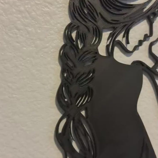 Girl & Cat Wall Art | Minimalist Woman and Cat Silhouette | Cat Lover Decor | 3D Printed Wall Hanging | Modern Line Art | Gift for Cat Mom