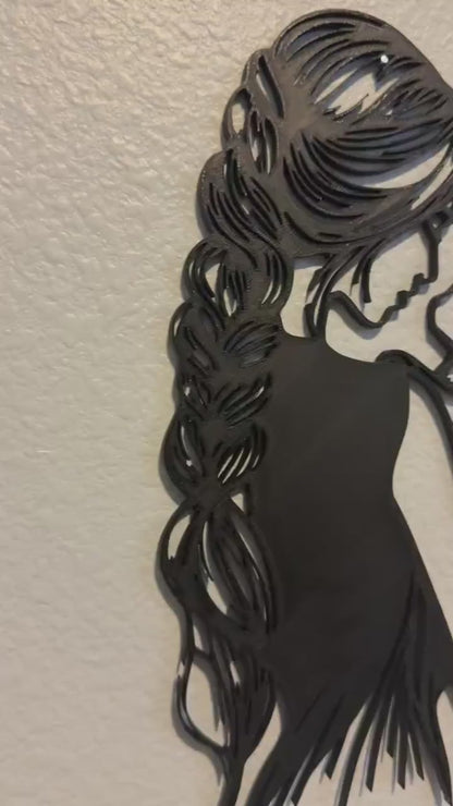 Girl & Cat Wall Art | Minimalist Woman and Cat Silhouette | Cat Lover Decor | 3D Printed Wall Hanging | Modern Line Art | Gift for Cat Mom