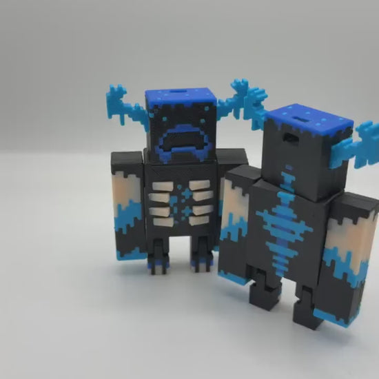 Articulated Warden Figure | Block Style Cave Guardian | 3D Printed Desk Decor