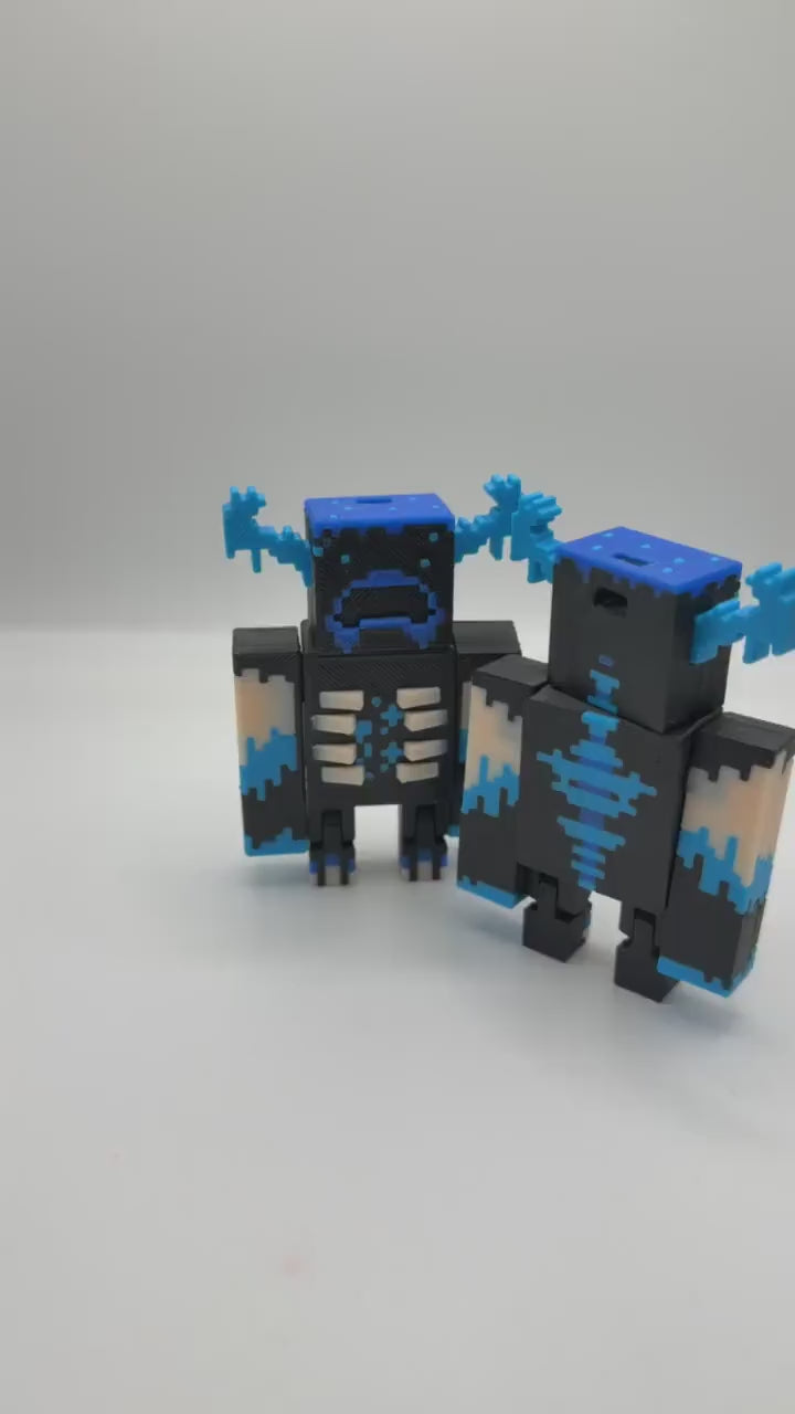 Articulated Warden Figure | Block Style Cave Guardian | 3D Printed Desk Decor