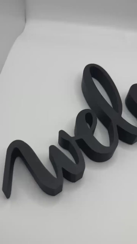 3D Printed “Welcome” Sign – Modern Desk or Shelf Decor, Entryway Accent, Freestanding Welcome Word Sign, Housewarming Gift
